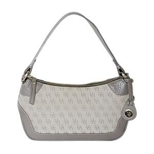 Dooney & Bourke Gray‎ Jacquard & Leather Small Signature Logo Hobo Handbag